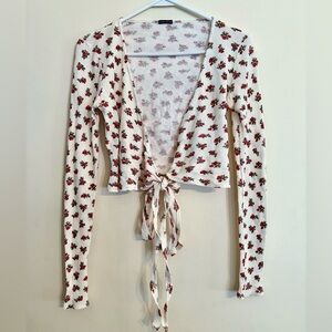 Brandy Melville Floral Tie-Front Women Top